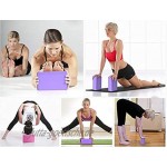 Tebery 2er Set Yoga Blöcke Yogablock Yoga-Block mit 1 Stück Yogagurt für Blockaden Training Dehnübungen Anfänger und Fortgeschrittene Lila
