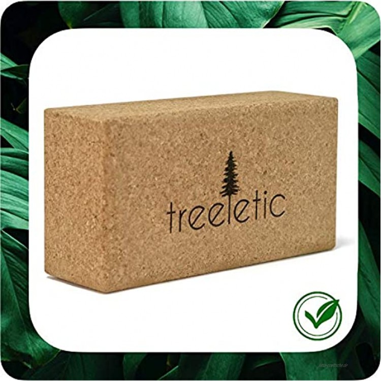 treeletic® nachhaltiger Premium Yogablock bYo Base | 2-seitig bedruckt | 100% Kork | Korkblock in 23x12x7,5cm | Made in Portugal