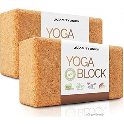 Yoga Block 2er SET Kork 100% Natur Hatha Klotz auch für Anfänger Meditiation & Pilates Fitness Zubehör Hilfmittel für Regeneration Rücken Dehnübungen & Blockaden Training Zwei Blocks Stück