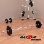 MAXXIVA® Curlstange 130 cm Krafttraining Zugstange silber verchromt Federverschluss Workout Bodybuilding Fitness Gewichtheben bis 300 kg