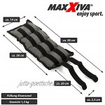 MAXXIVA® Gewichtsmanschetten Laufgewichte Set GRAU 2 x 1,5kg Füllung Eisensand Joggen Workout Lauftraining Armgewicht Beingewicht