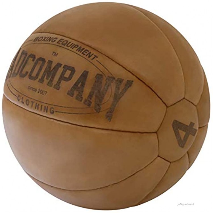Bad Company Vintage Leder Medizinball in 10 Gewichtsstufen l Vollball aus hochwertigem Echtleder in braun oder schwarz I 1-10 kg