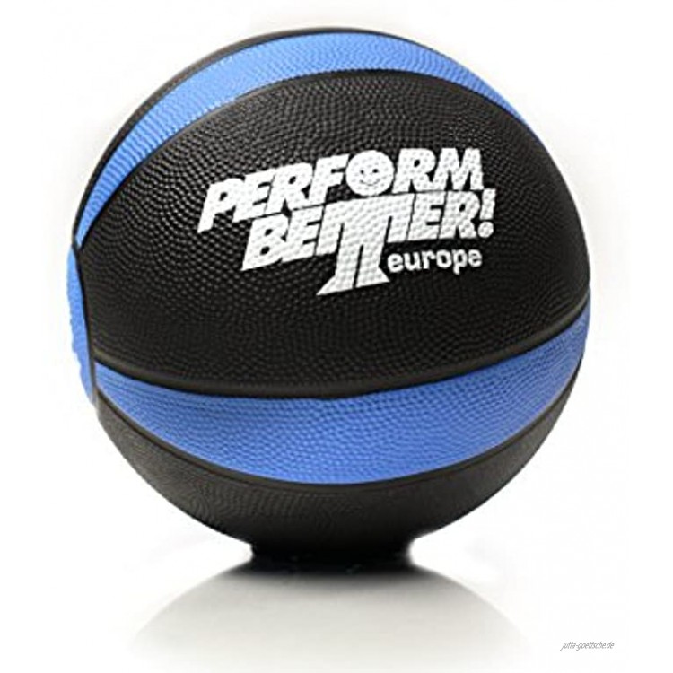 PERFORMBETTER+ Medizinball Hochwertiger Ball mit Rutschfester Gummioberfläche und integriertem Nadelventil für freies Krafttraining & Rehabilitation 4kg Schwarz Blau