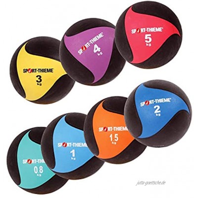 Sport-Thieme Gummimedizinball | Medizinball aus Gummi in Studioqualität | 7 Varianten mit versch. Farben Durchmessern Gewichten: 0,8 kg 5 kg | Griffig Robust Hygienisch Nadelventil