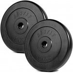 BESTIF Hantelscheiben 2er Set 29mm Kunststoff Gewichte | Gewichtsscheiben 2 x 10 kg