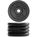 MAXXIVA® Hantelscheiben 4 Set Gewichtsplatte je 7,5 kg Gusseisen schwarz 30 kg Fitness Krafttraining Bodybuilding Workout Gewichtheben Reha
