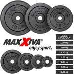 MAXXIVA® Hantelscheiben 4er Set Gewichtsplatte je 5 kg Gusseisen schwarz 20 kg Fitness Krafttraining Bodybuilding Workout Gewichtheben Reha