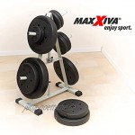 MAXXIVA® Hantelscheiben-Set Zement 25 kg Ersatzgewichte Gewichtsscheiben 6 Gewichte Muskelaufbau Krafttraining Kraftsport Fitness-Zubehör Gewichtheben