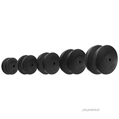 Physionics® Gewichtsscheiben Verfügbare Sets 2 2.5 5 7.5 10 kg Ø 27 mm Kunststoff Schwarz Gewichte Hantelscheiben