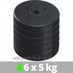 ScSPORTS® 30 kg Hantelscheiben-Set Kunststoff 6 x 5 kg Gewichte 30 31 mm Bohrung durch Intertek geprüft + bestanden 1