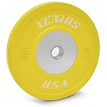 Xenios USA Gummi Competition Bumper Plate mit Zentraler Edelstahlplatte Gelb 15 kg PSBPCRBPL15