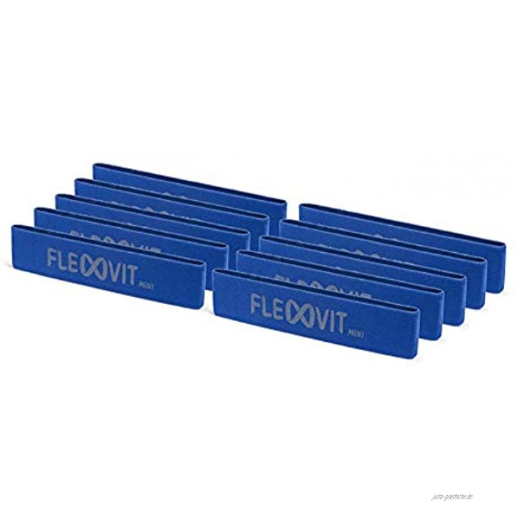 FLEXVIT Mini Band 10er Set– Fitnessbänder für allgemeine Stabilisationsübungen Dehnung Aktivierung und Mobilisation 6 Stärken für Anfänger und Profis