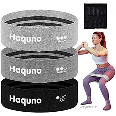 Haquno Resistance Bands [3er Set] Fitnessbänder Hip Widerstandsbänder Set mit starker Dehnbarkeit,　 Zugkraftstärken rutschfeste Trainingsband für Hüfte Beine Pilates Yoga Krafttraining