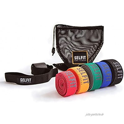 selfit Premium Fitnessbänder aus Stoff [5er Set] Resistance Bands Pull-up Bands Klimmzugband Trainingsbänder Klimmzughilfe Krafttraining