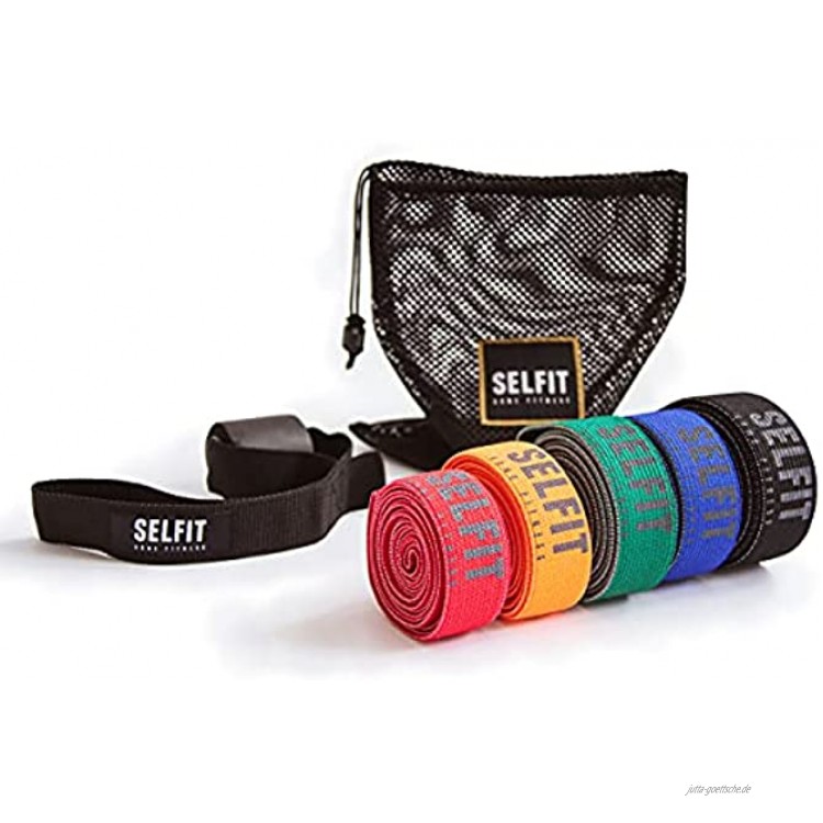 selfit Premium Fitnessbänder aus Stoff [5er Set] Resistance Bands Pull-up Bands Klimmzugband Trainingsbänder Klimmzughilfe Krafttraining