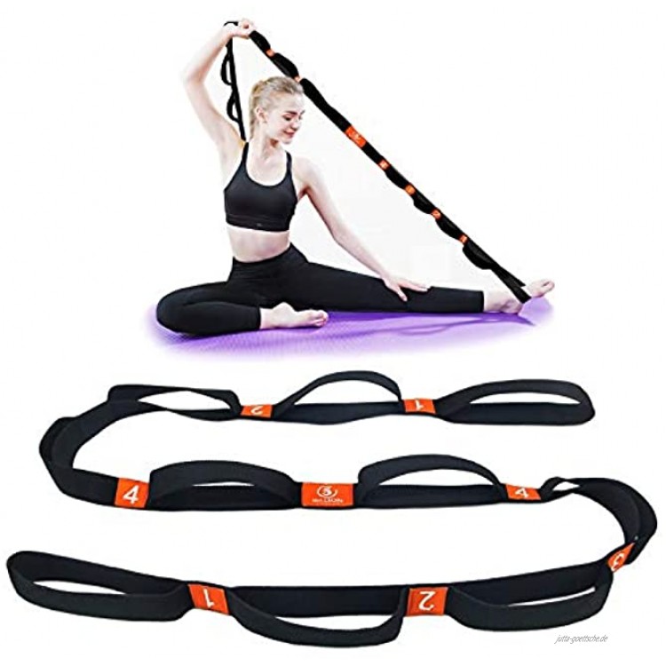5BILLION Yogagurt 4cm Breite Stretchgurt mit Mehreren Grip Loops Tür-Flexibilität Ideal für Heißes Yoga Körperliche Therapie Größere Flexibilität & Eignung-Training