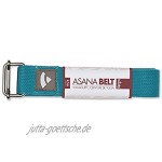 Bodhi Yogagurt | ASANA Belt aus 100% Baumwolle | Praktisches Yoga-Zubehör zur Dehnung | Yoga-Gurt mit Schiebeschnalle aus Metall | Anfänger & Fortgeschrittene | 250 x 3,8 cm petrol