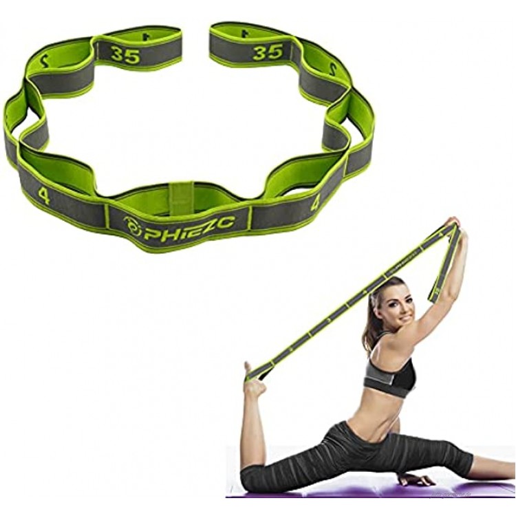 PHIEZC Yoga Stretch Gurt,Yoga Gurt mit 9 Schleifen,Hochelastischer Widerstandsbänder werden für Physiotherapie,Rehabilitation,Stretching,Heimfitness verwendet.
