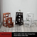 ZXL 3-Stufiger Hölzerner Tritthocker Klappbare Trittleiter Tragbares Schlafzimmer Stufen-Mehrzweck-Leiterregal Aufbewahrungsregal Multifunktionaler Badezimmerhocker Treppenstühle Mit Platzsparender H