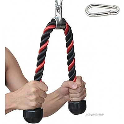 Trizepseil 68,6 cm & 88,9 cm 2 Farben Fitness-Befestigung Kabel Zughilfe strapazierfähig beschichtetes Nylon-Seil mit Vollgummienden schwarz 68,6 cm