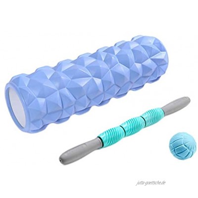 Anfänger Foam Shaft Stovepipe Muskelentspannung Foam Roller Stick Ball Yoga Massage-Stick Mace-Stick Color : Blue Size : Set of 3