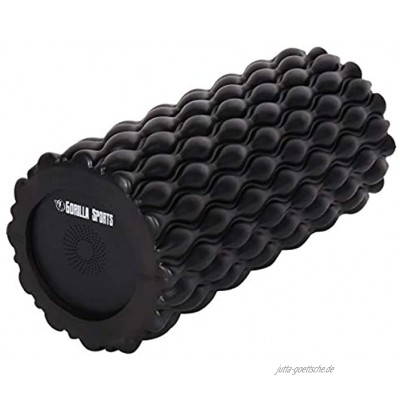 GORILLA SPORTS® Faszienrolle 3 in 1 Vibrationshantel 1kg mit integriertem Bluetooth-Lautsprecher Schwarz Massagerolle Vibrationsrolle Fitness Yoga Foam Roller