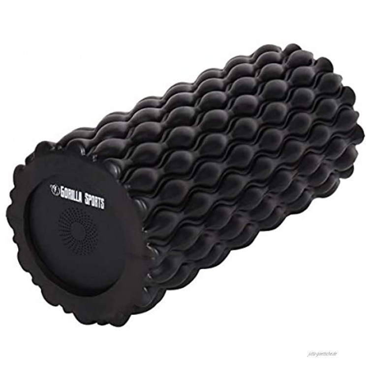 GORILLA SPORTS® Faszienrolle 3 in 1 Vibrationshantel 1kg mit integriertem Bluetooth-Lautsprecher Schwarz Massagerolle Vibrationsrolle Fitness Yoga Foam Roller