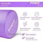 POWRX Yoga-Rolle inkl. Workout Pilates-Rolle Schaumstoff-Rolle Foam-Roller Faszien-Training Selbstmassagerolle 45 cm oder 90 cm x 15 cm Blau Lila Pink