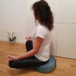 DiMonde Zafu Meditationskissen Yogakissen Rund – Tasche aus Suede Buchweizenschälen Waschbarer Bezug mit Griff Mandala Sitzhöhe 13 cm Durchmesser 33 cm