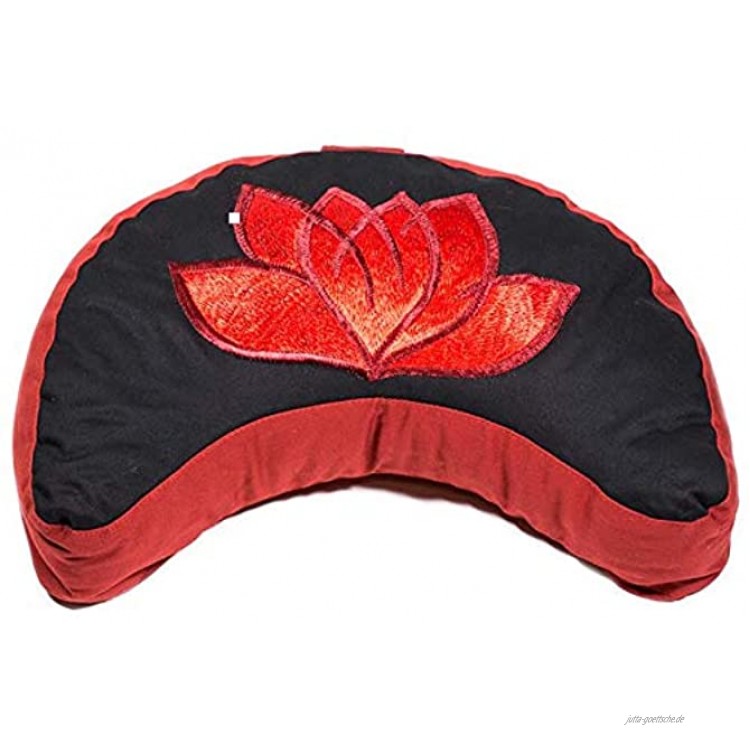 ManiBhadra Meditationskissen Lotus rot schwarz Halbmond