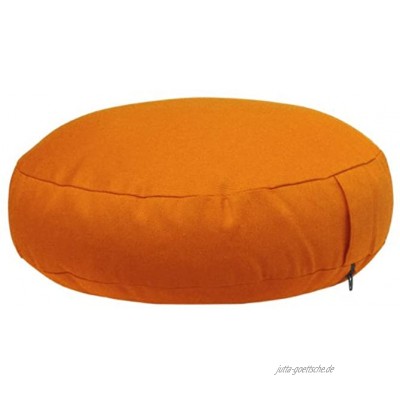 Meditationskissen RONDO extra-flach Dinkel-Füllung mit Köper-Bezug Ø 38cm bequemes Sitzkissen Yogakissen niedrig orange
