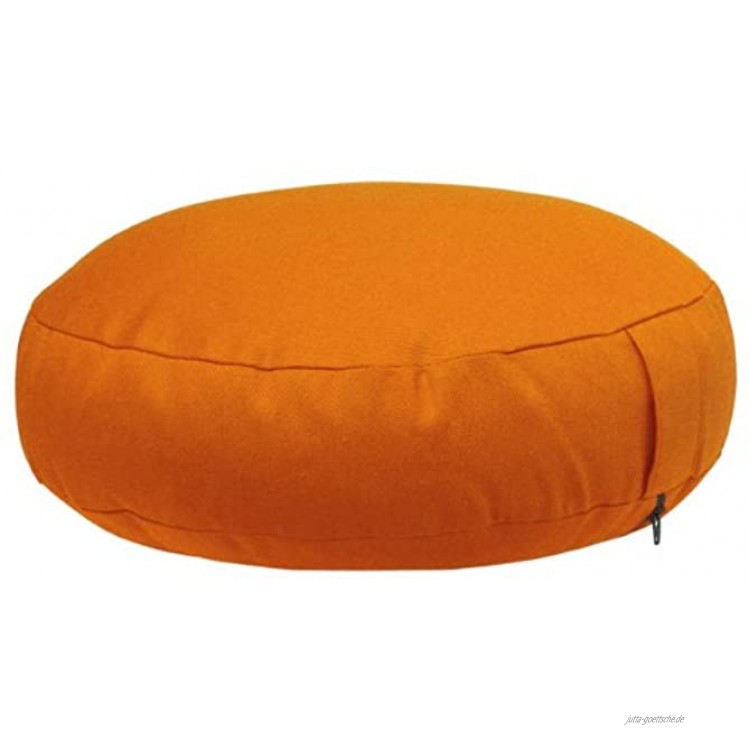 Meditationskissen RONDO extra-flach Dinkel-Füllung mit Köper-Bezug Ø 38cm bequemes Sitzkissen Yogakissen niedrig orange