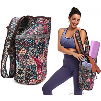 libelyef Tragetasche für Yogamatte mit großer Tasche und Reißverschlusstasche tragbare Canvas-Yoga-Taschen große funktionale Aufbewahrungstaschen passend für die meisten Mattengrößen.