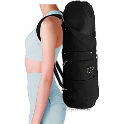 UP GREAT Yogatasche Yoga Rucksack aus Baumwolle Canvas Tasche für Yogamatte und Zubehör in Nirvana Schwarz