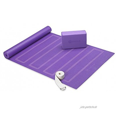 Gaiam Anfänger-Yoga-Starter-Set Yogamatte Yoga-Block Yoga-Gurt