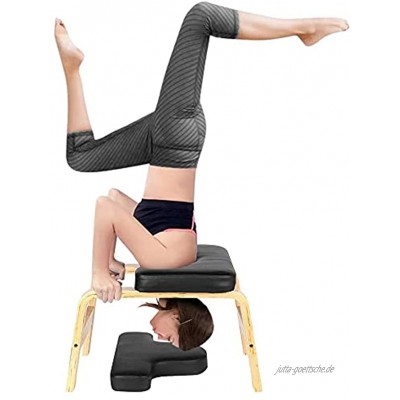 RTMJUNMA Yoga-Kopfstand-Stuhl Yoga-Hocker-Kopfstand-Bank Yoga mit abnehmbarem PU-Kissen Kopfstand-Trainer-Stuhl Yoga-Inversions-Stuhl für das Training